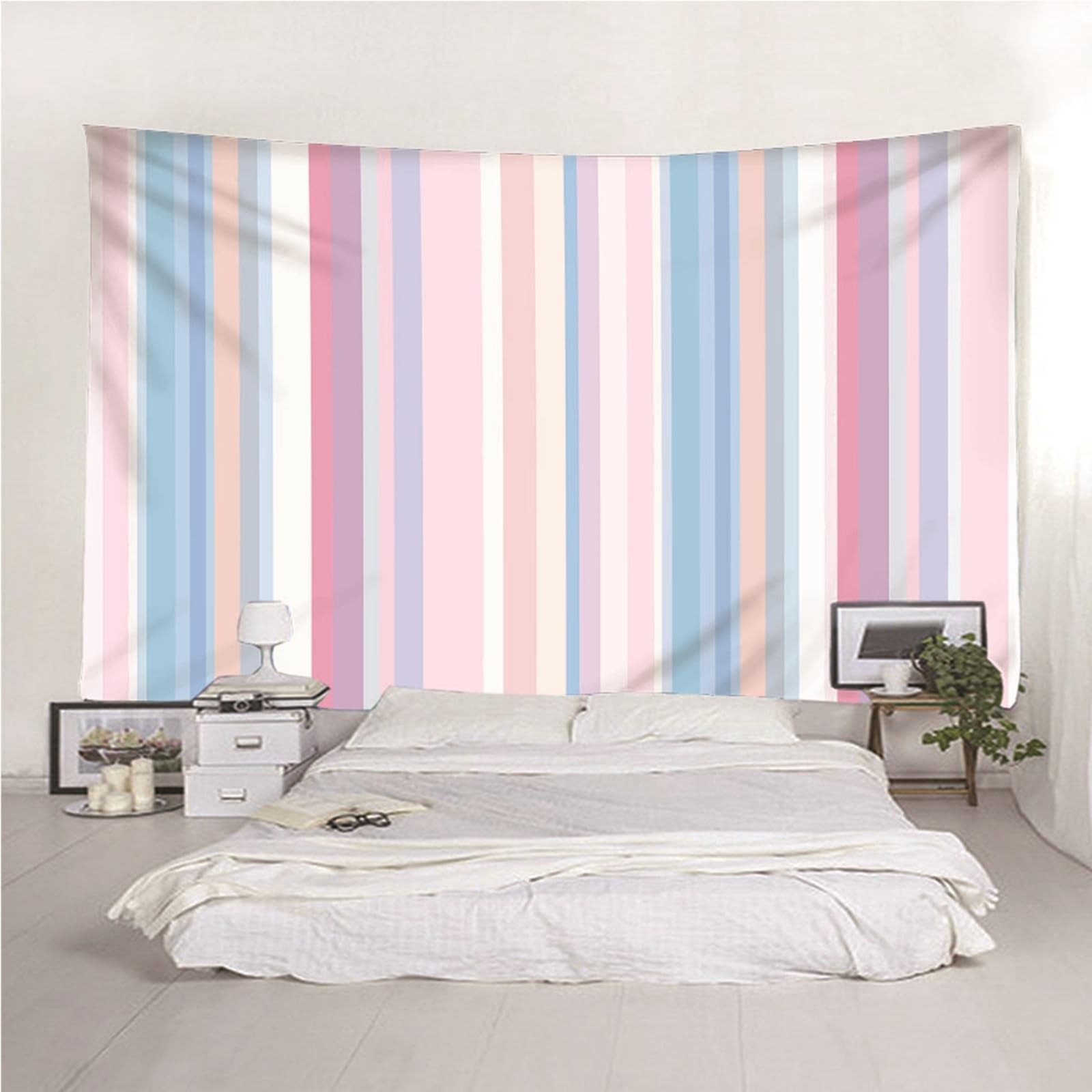 Lieson Arazzo Grande, Arazzi da Parete Moderni 350x256CM Strisce Verticali Semplici Tappeti Parete Camera Letto Per Decorazione Della Casa, Rosa Blu