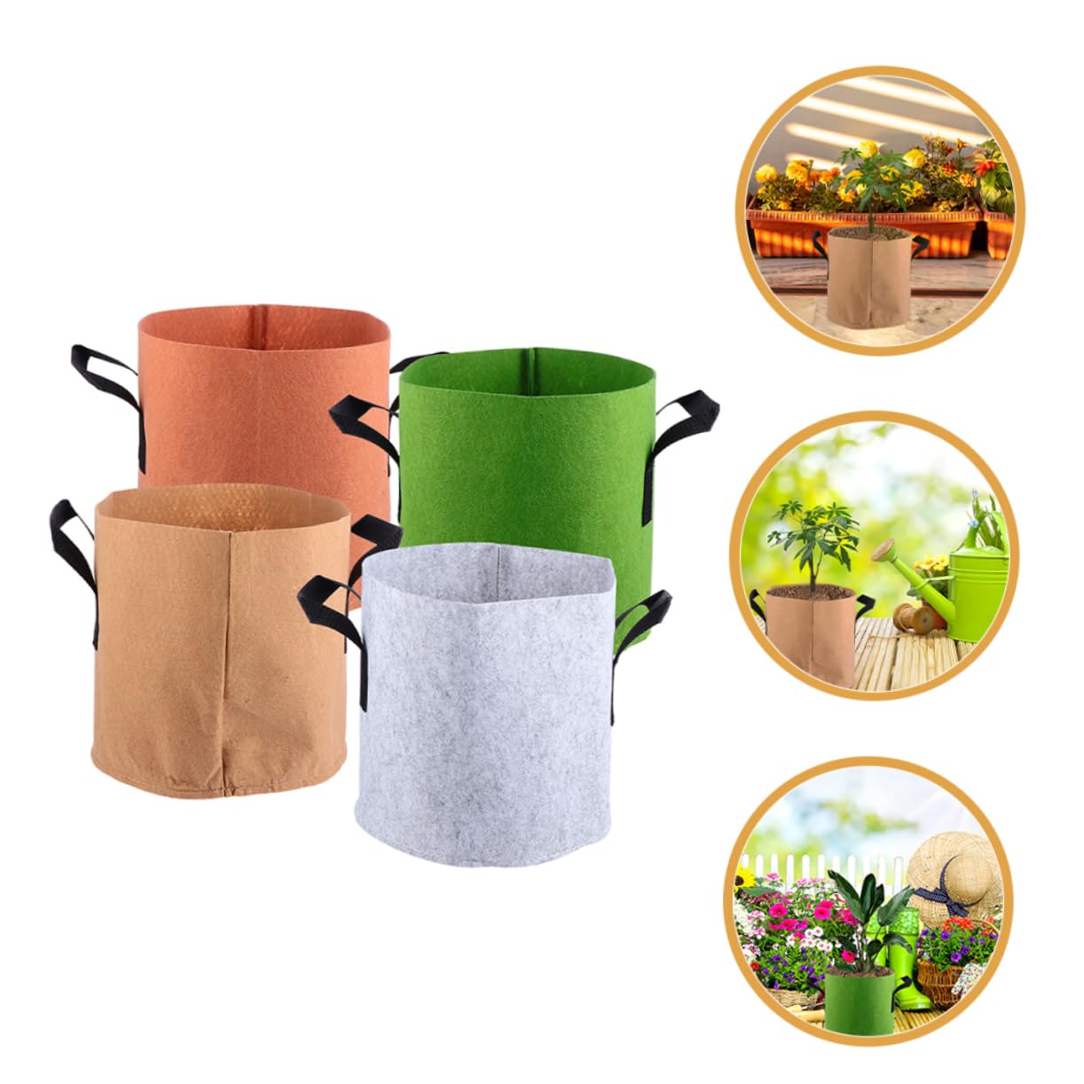 4 Bolsas De Cultivo De Plantas Patatas y Verduras 10 Galones Tela No Tejida Drenaje Transpirable