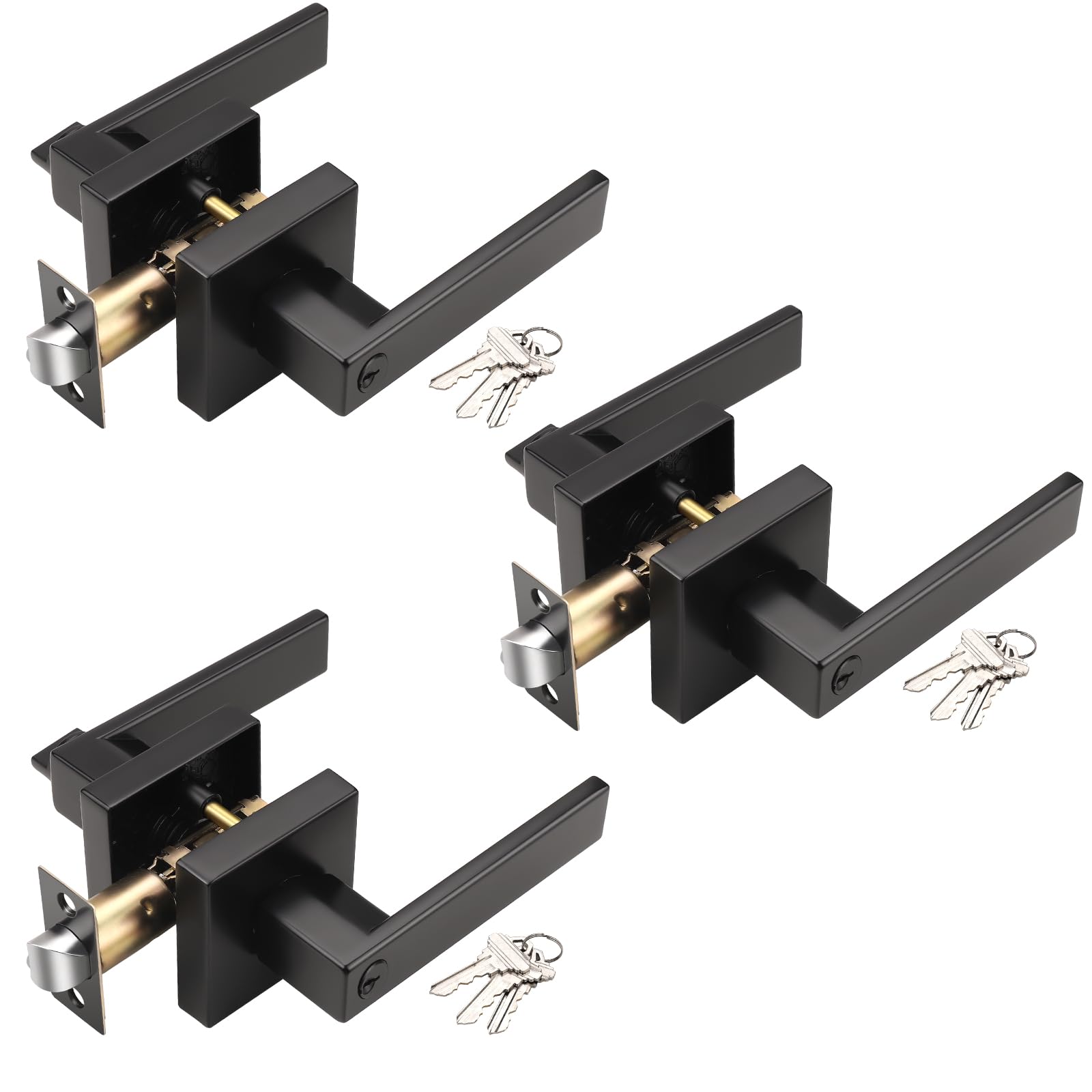 KNOBWELL Matte Black Privacy Door Knobs - Lock Included -24