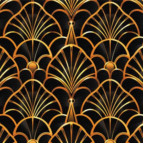 ICYEHAO Papel Pintado Pared Geométrico Dorado y Negro,44 x 300cm ...