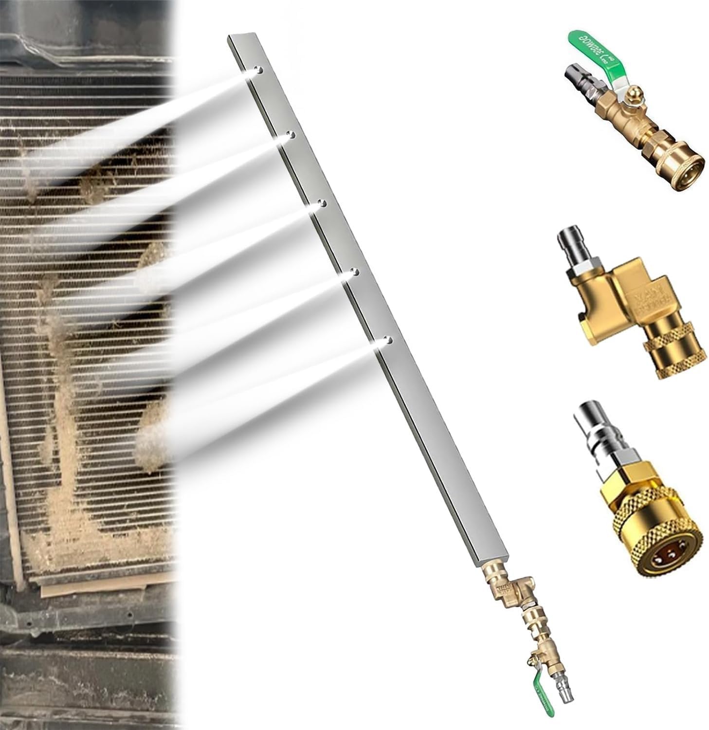 Nettoyeur De Radiateur De Voiture, Kit De Nettoyage De Radiateur Portable, Bâton De Lavage Haute Pression avec Embouts Et Raccords Rapides