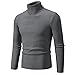 Mens Slim Fit Turtleneck Sweater Long Sleeve Cable Knitted Pullover Tops Winter Lightweight Warm Ribbed Sweaters (Dark Grey,XX-Large)