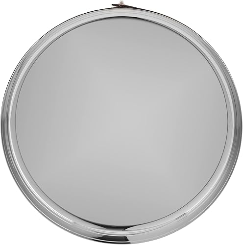 Miniatura 3 de Nambe Bandeja de barra Tahoe | Bandeja organizadora de acero inoxidable con bordes elevados y acento de cuero | Bandeja decorativa redonda de metal