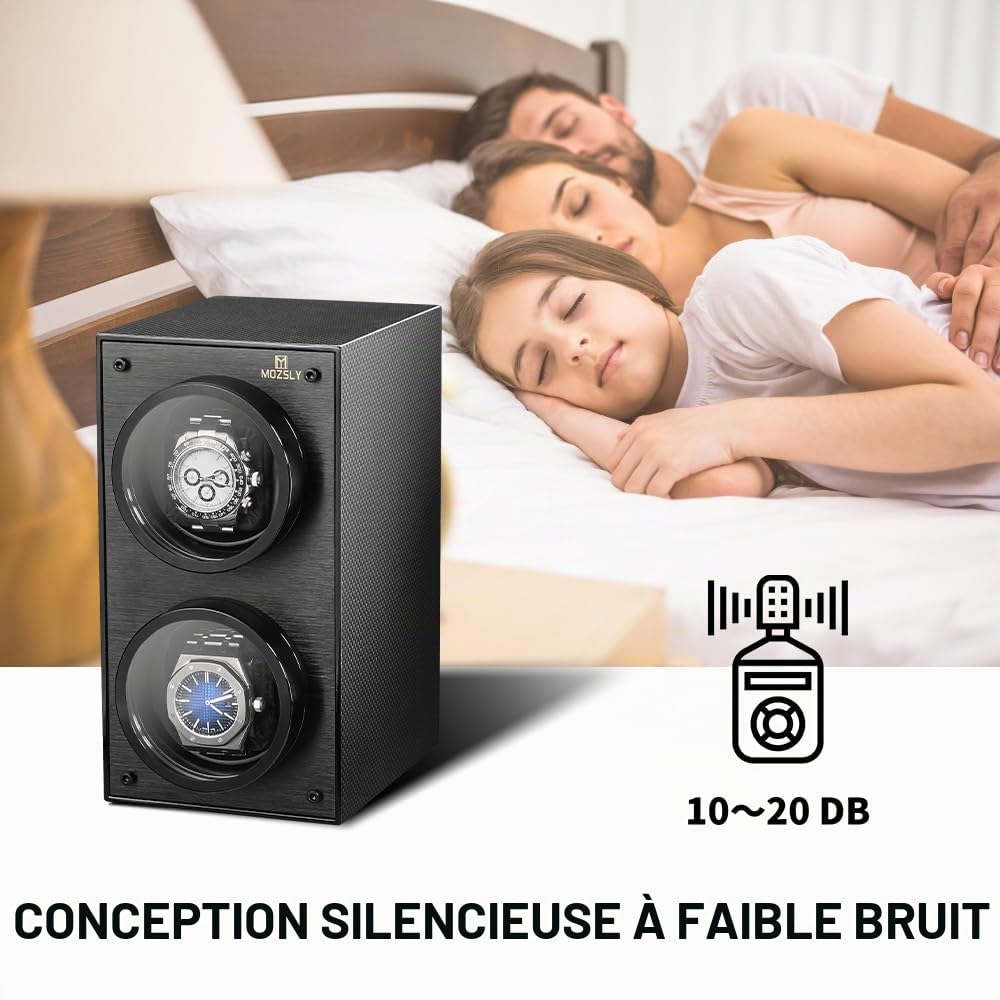 MOZSLY Remontoir pour Montres automatiques Individuelles 12 Modes de Rotation avec Moteur Silencieux en métal argenté, argenté