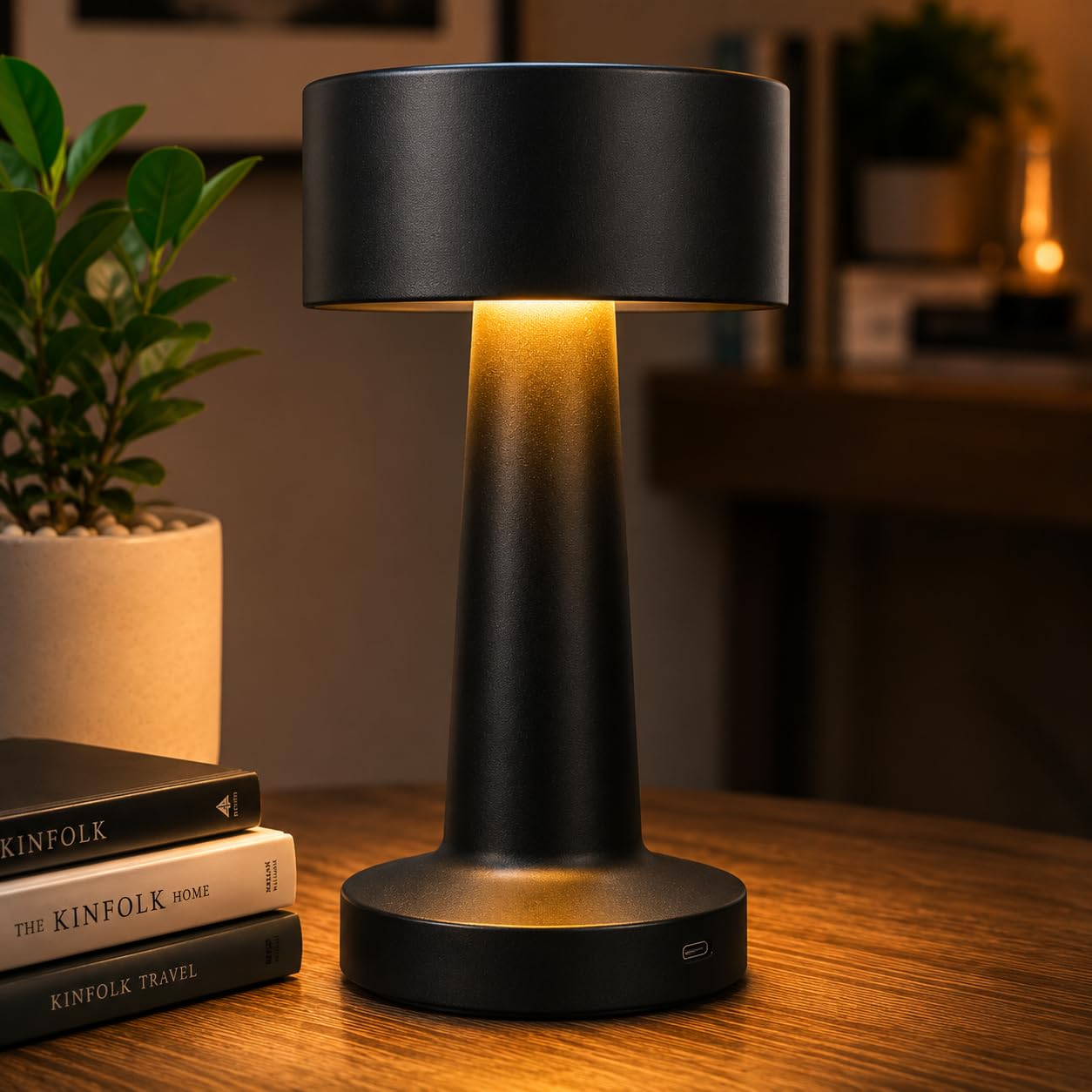 Rechargeable Cordless LED Table Lamp | Pack of 1,Black | Slim Tower Design, Touch Control, 3 Color Modes, Steeples Dimming, USB Type-C Charging, Premium Metal Body Desk & Lamp-image-15