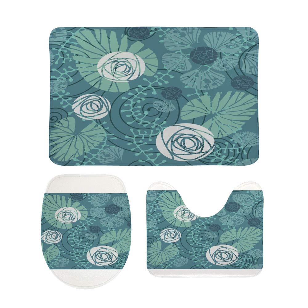 Tapis de salle de bain 3 pièces lavable avec contour U