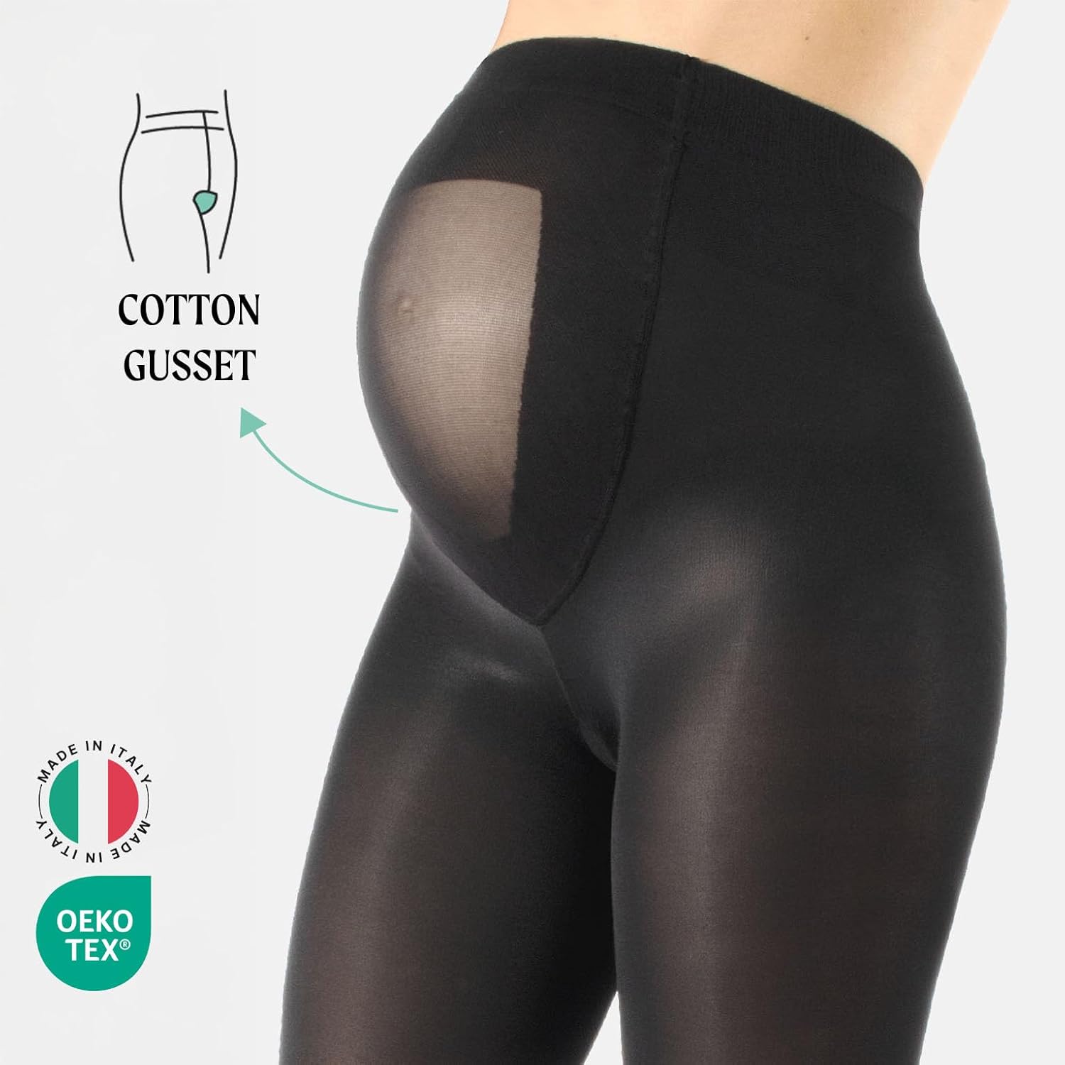 CALZITALY 2 Pairs Maternity Tights, Pregnancy Opaque Pantyhose | 40 DEN | S M L XL | Black, Blue | Made In Italy