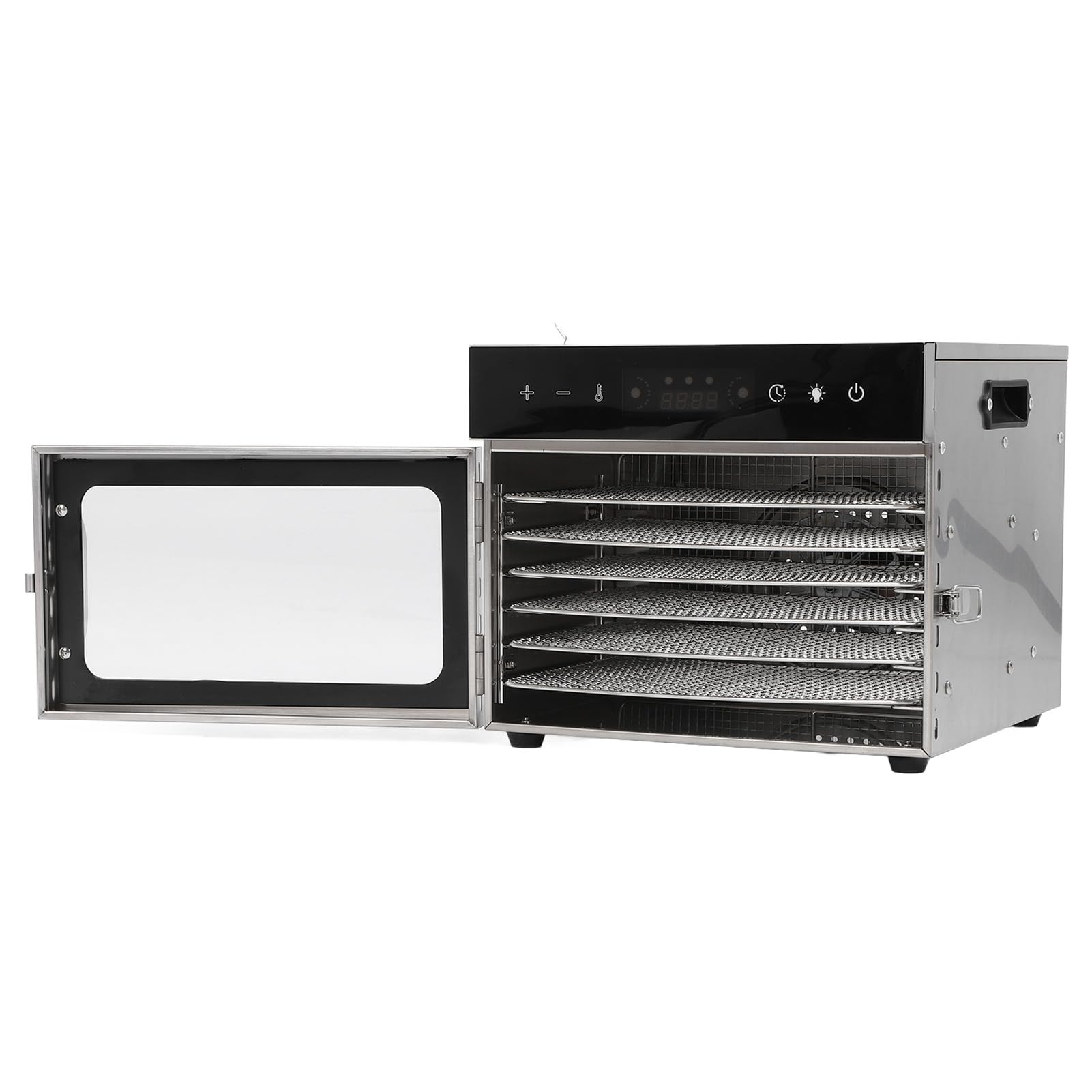Fdit Disidratatore Alimenti 6 Vassoi in Acciaio Inox, Timer Digitale Controllo Temperatura 70-190°F per Carne Secca, Frutta, Snack per Cani, Prevenzione Surriscaldamento, (Spina europea 220 V)