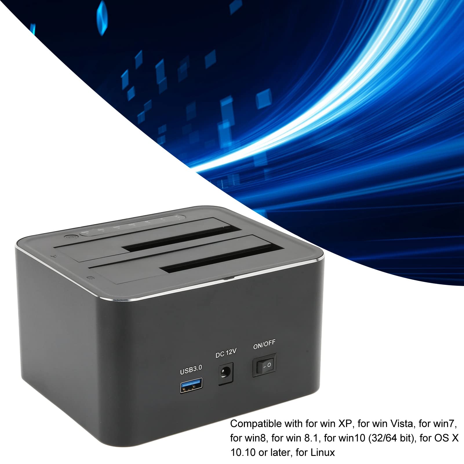 USB 3.0 do SATA Dual-Bay zewnętrzny stacja dokowania dysku twardego, obsługuje 2x 16 TB SSD, z funkcją klonu/duplikatora offline, wtyczką i odtwarzaniem dla 2.5 i 3.5 w HDD SSD SATA(EU)