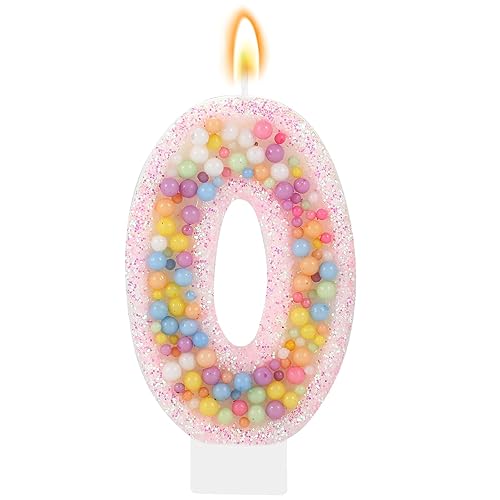 Pastel Macaron Birthday Candle Sweet Pink Number 0 Candle Cake