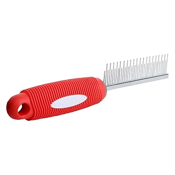 Buyagain Pet Products Pet Comb Beauty Cleaning Supplies Dog Comb Stainless Steel line Comb Dog Hair Removal Open Long Comb Brush with Soft Grip Handle ? (Color May Very)