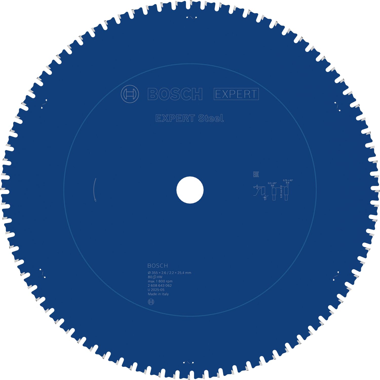 Bosch Circular saw blade Expert for Steel 355 x 25.4 x 2.6 Z80 - 2608643062