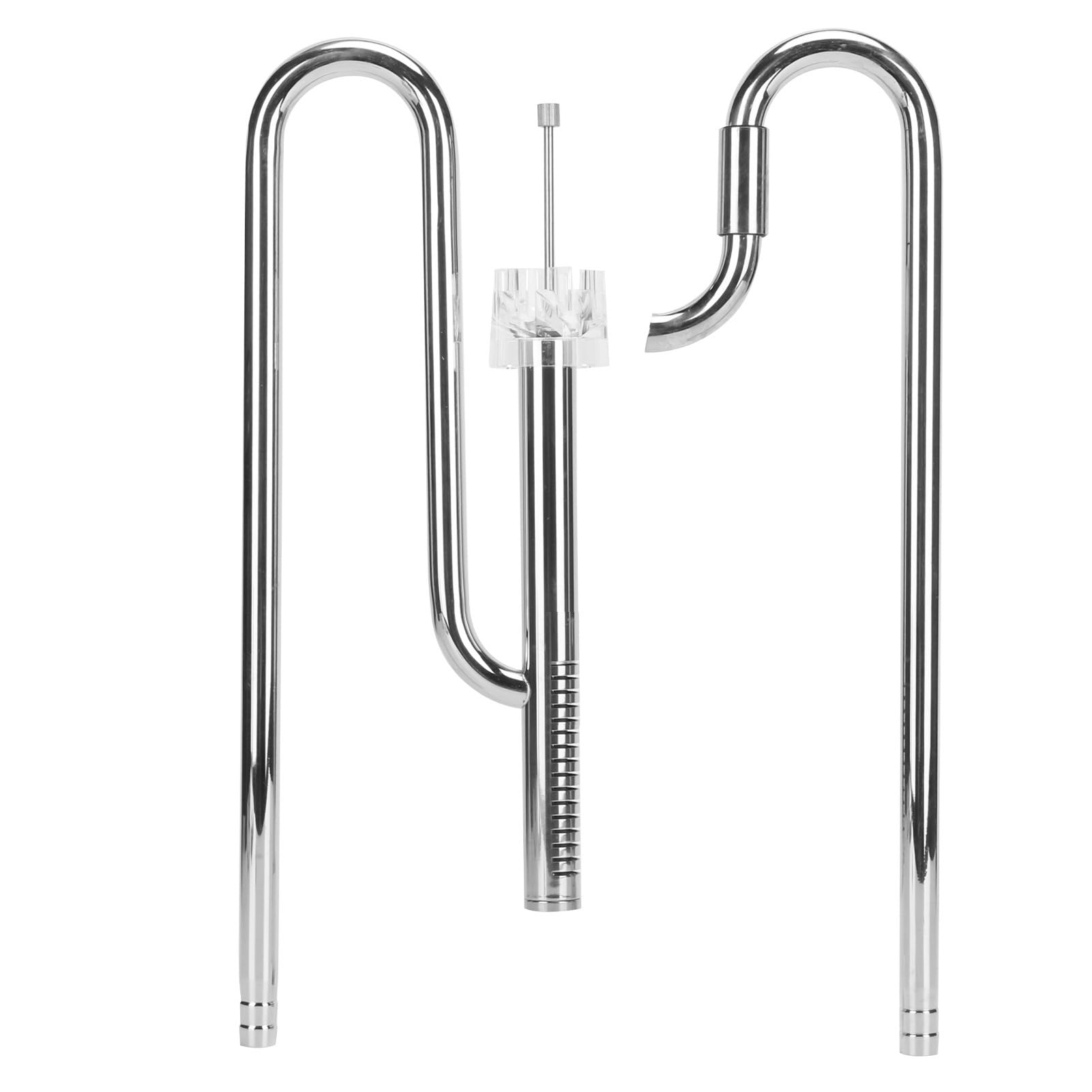 gernie Regolatore d'Acqua in Acciaio Inox Schiumatoio di Superficie in Metallo con 2 Supporti in Acrilico per Acquario piantumato, Set di Tubi di afflusso e deflusso (16 mm/0,63 Pollici)