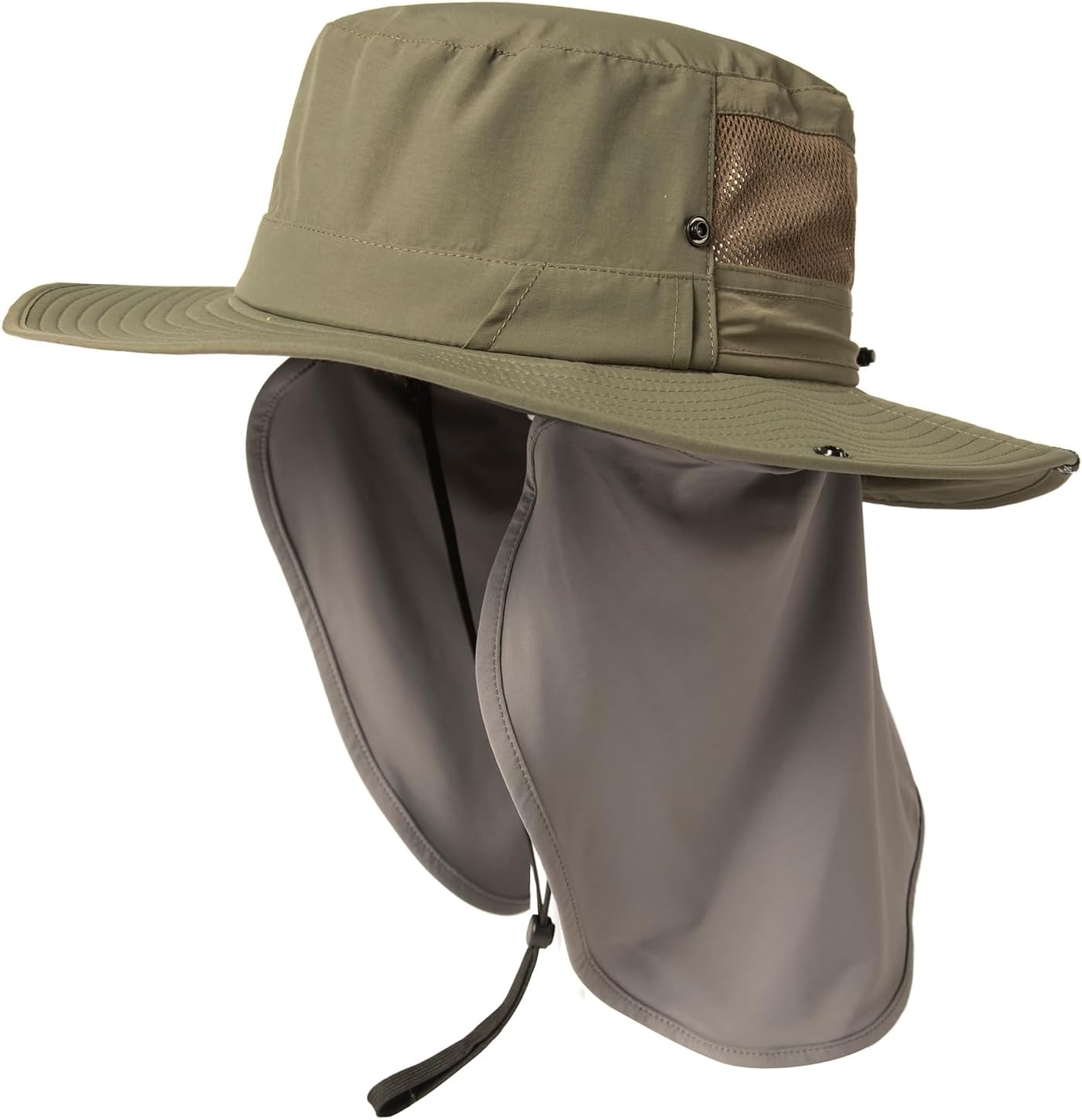 TOP-EX L/XL/XXL UV Protection Mens Sun Hat with Cooling Neck Flap Sunglass Lock Wide Brim Fishing Hats Waterproof & Packable