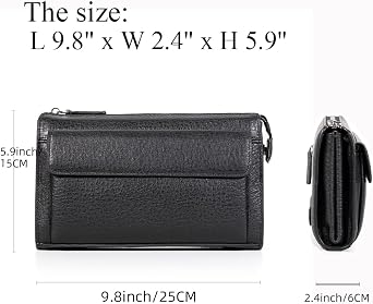 Men Clutch Bags Genuine Leather Long Wallet Large Capacity Purse Business Card Organizer Handbag Travel Bag