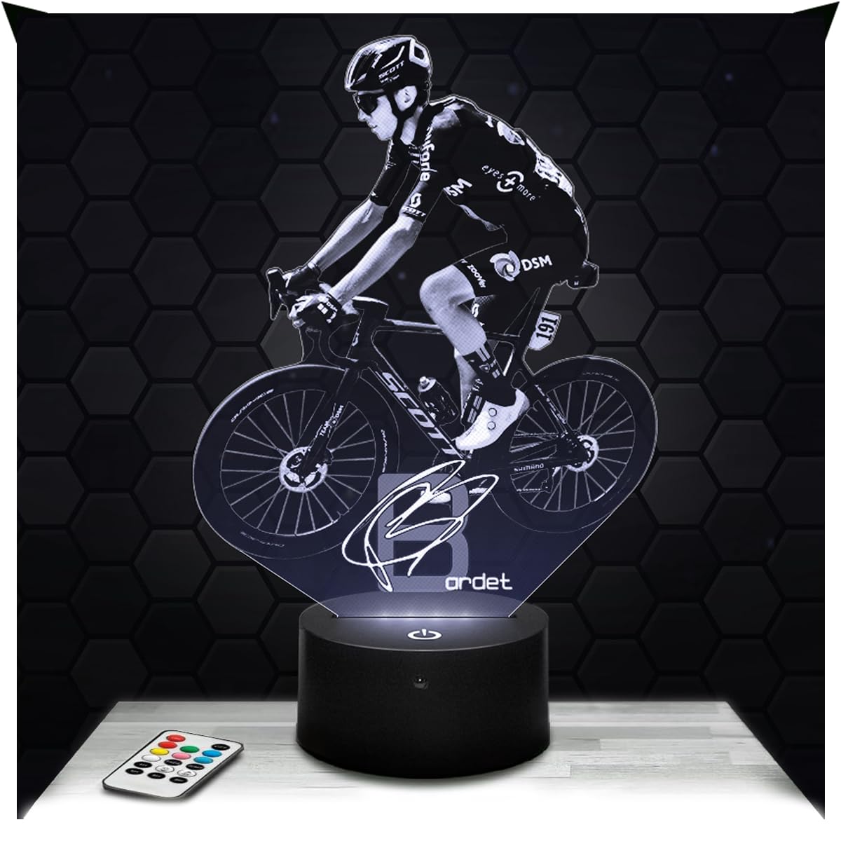 Lampephoto.fr - Romain Bardet Cycling 3D Lamp Night Light Decoration Bike Cyclist. Gift Idea for Men Romain B Cycling Adult Night Light Room Decor, Original Christmas Gift Idea for Men, Merchandising