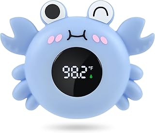Baby Bath Thermometer Tub Water Temperature Thermometer for Bathtub Crab Newborn Baby Safety Floating Tub Toy Gift for Toddlers, Girls, Boys, Infants 1 2 3 4 Years Old