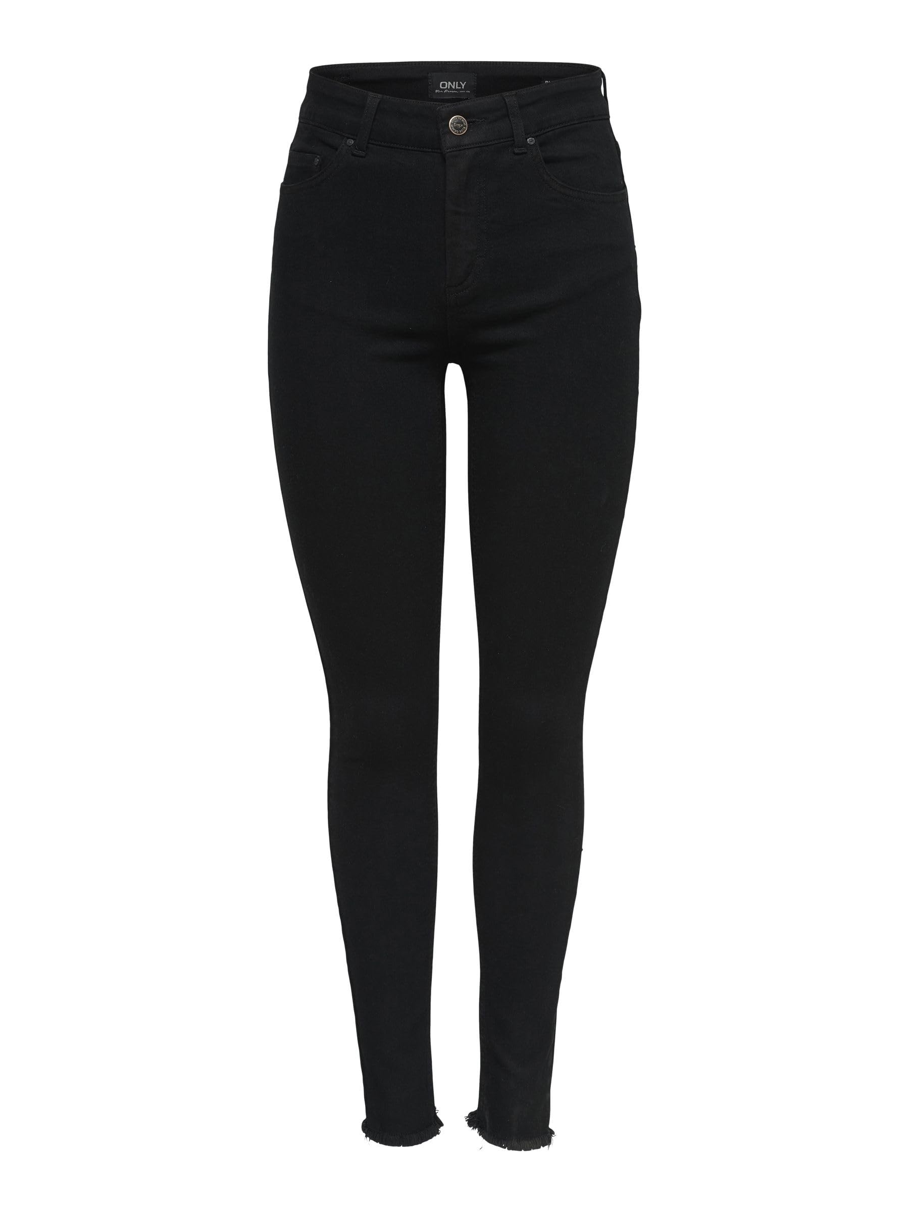 Only Onlblush Mid Sk Ank Rawjns Rea2343 Noos Jeans Skinny, Nero (Black Denim), Xs / 32L Donna-image