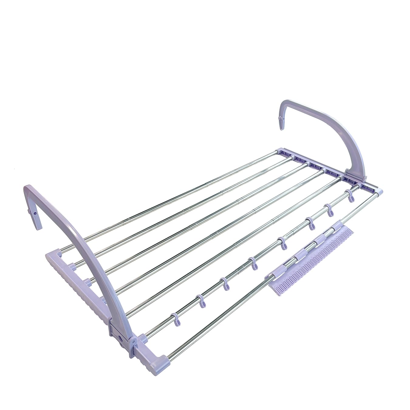 Spring & Spruce Silver Speedi-Dry Extendable Over Radiator Clothes Airer - Adjustable Folding Drying Rack For Radiators - Large Capacity - Fast & Effective - 8 Hanger Rings - Easy To Store - 10Kg Capacity