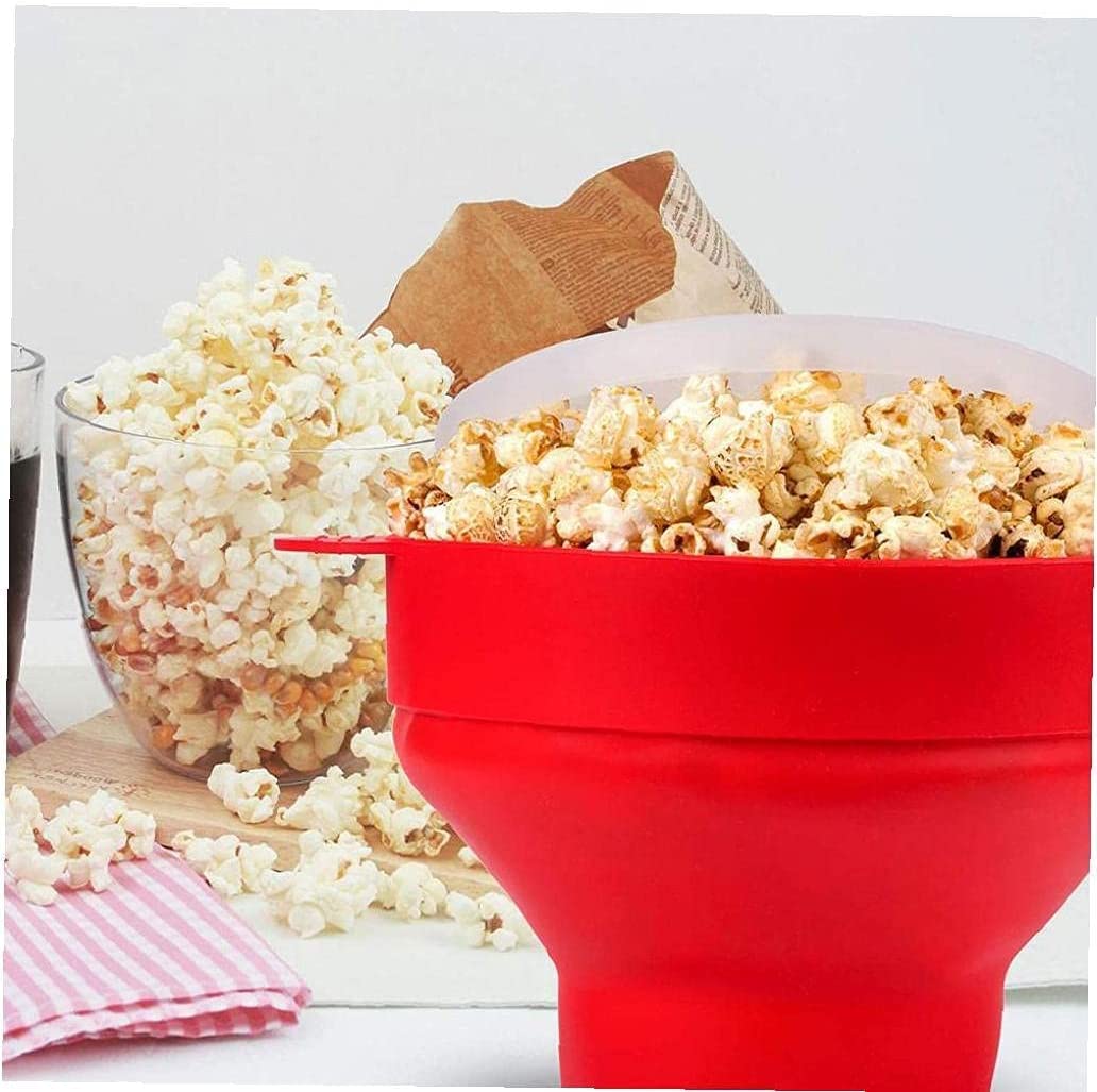2 Stück Home Mini Mikrowelle Popcorn Maker, zusammenklappbarer Silikon Popcorn Griff Hochtemperaturbeständige Schüssel für Küche Home Party
