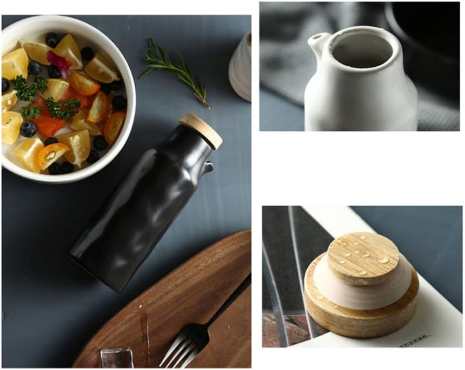 Oil and Vinegar Dispenser - 400ML Ceramic Cruet Bottle for Sauces and Spices - Ideal for Kitchen and Restaurant Use