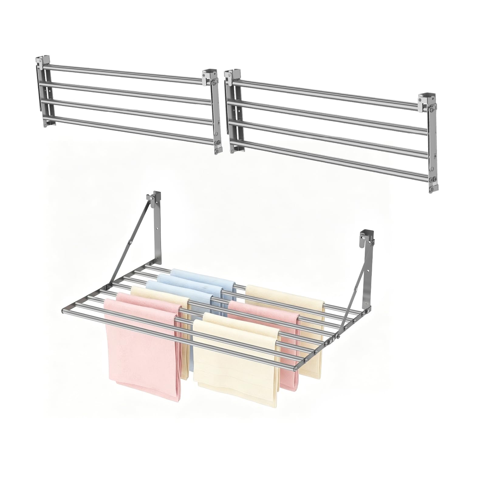 Innotic 2PCS Wäscheständer Wandmontage Klappbar, Wäschetrockner Wand