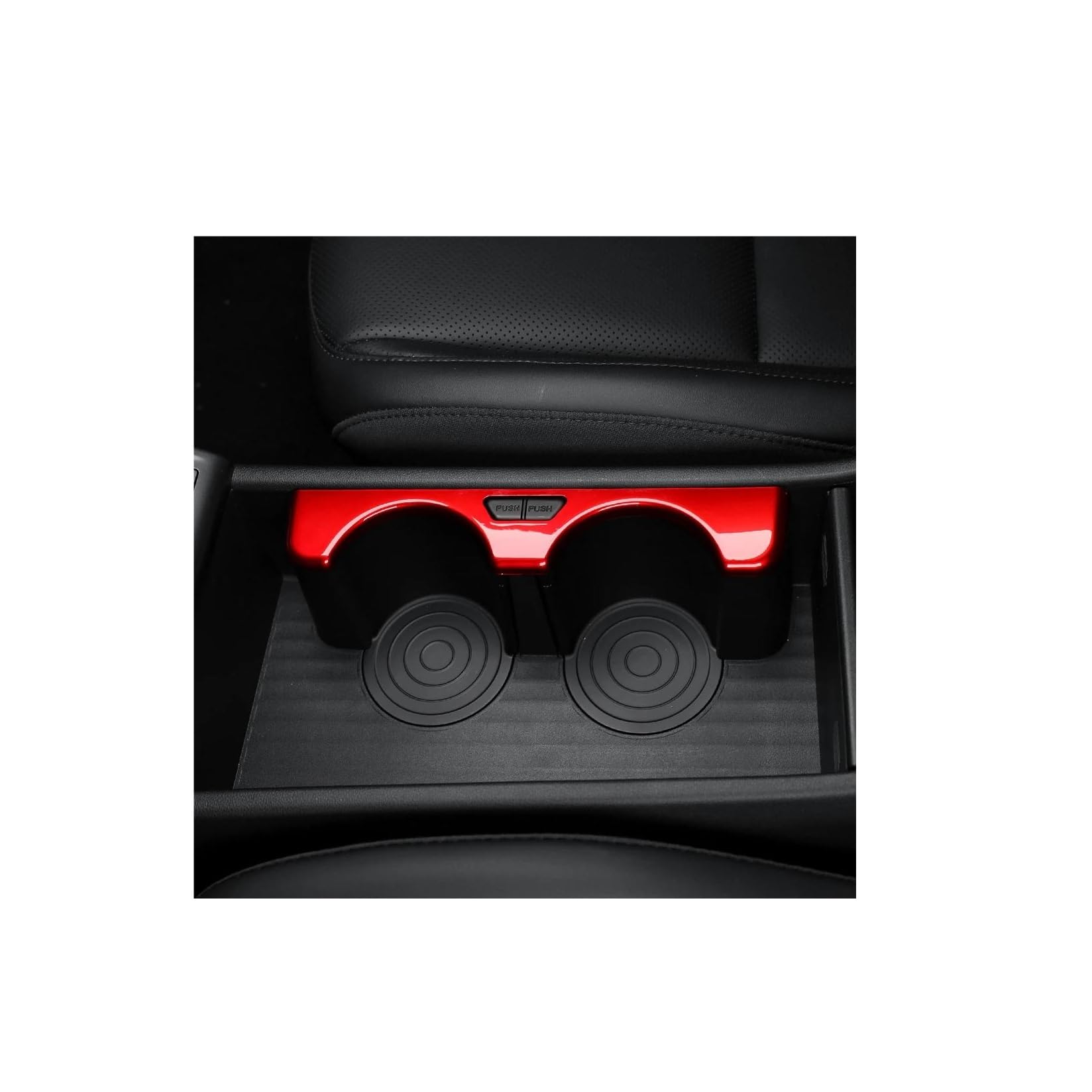 for Hyundai for Kona SX2 2024 2025 2026 Car Tuning Carbon Fiber Front Row Water Cup Cover LHD Interior Decal Trim(Red)