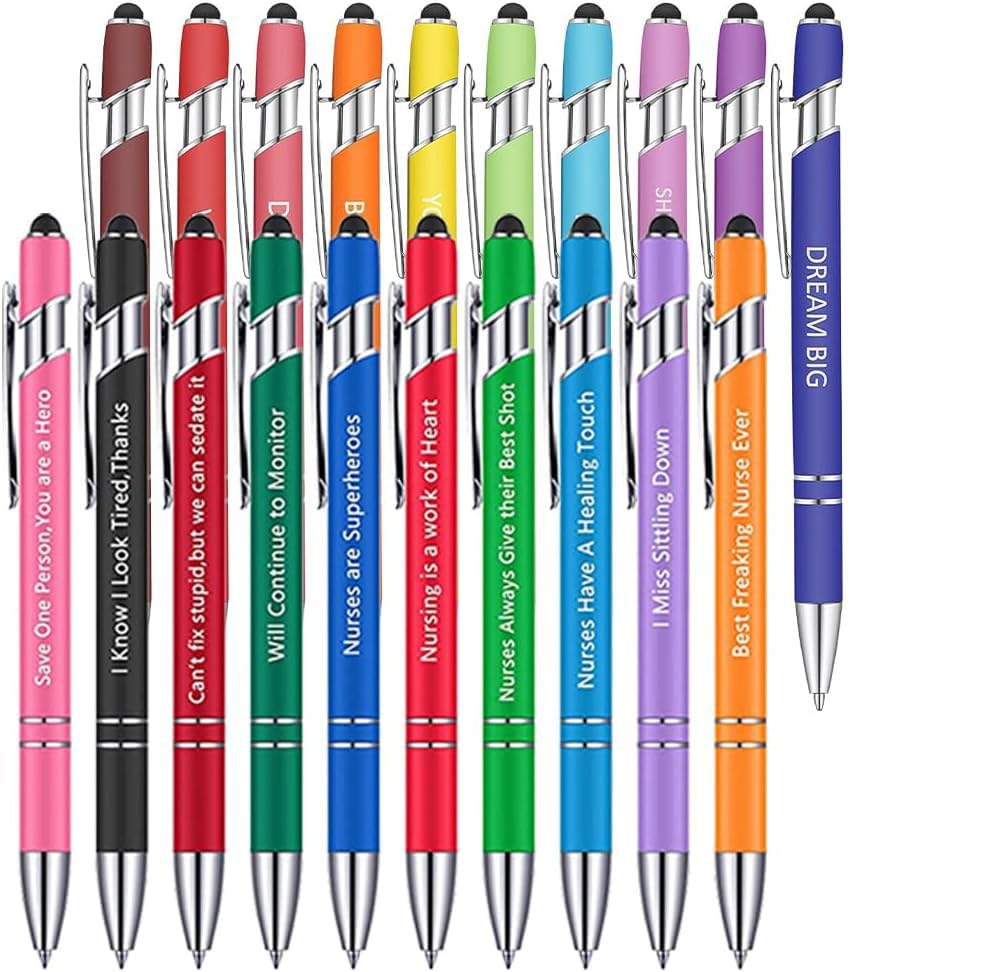 20Pcs Motivational Pens,Screen Touch Stylus Pens Retractable Ballpoint Pens for Coworkers and Adults Nursing Inspirational Pens Writing Instruments Ideal for Office Gifts and Creative Expression