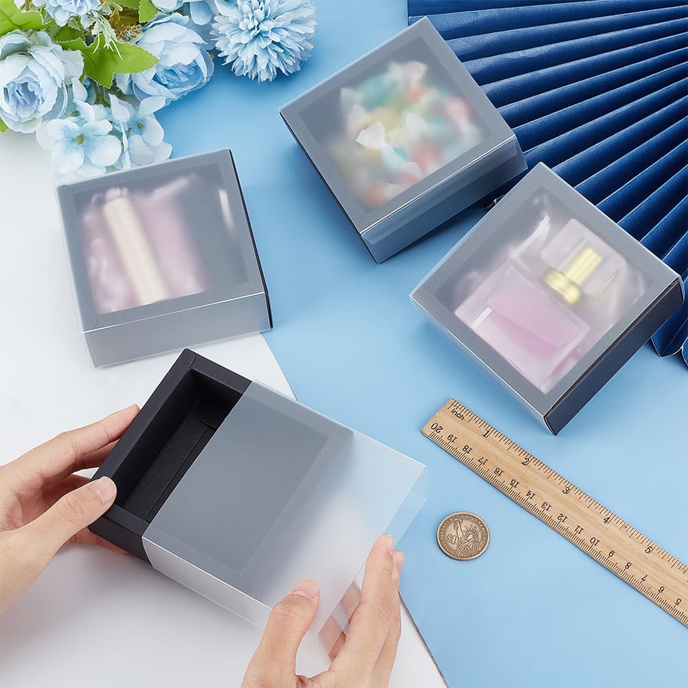 Scatole Per Regali A Cassetto BENECREAT – 16 Pezzi In Carta Kraft Nera, Formato 14,2x10,2x2,2 Cm, Per Biscotti, Gioielli, Bomboniere - 2
