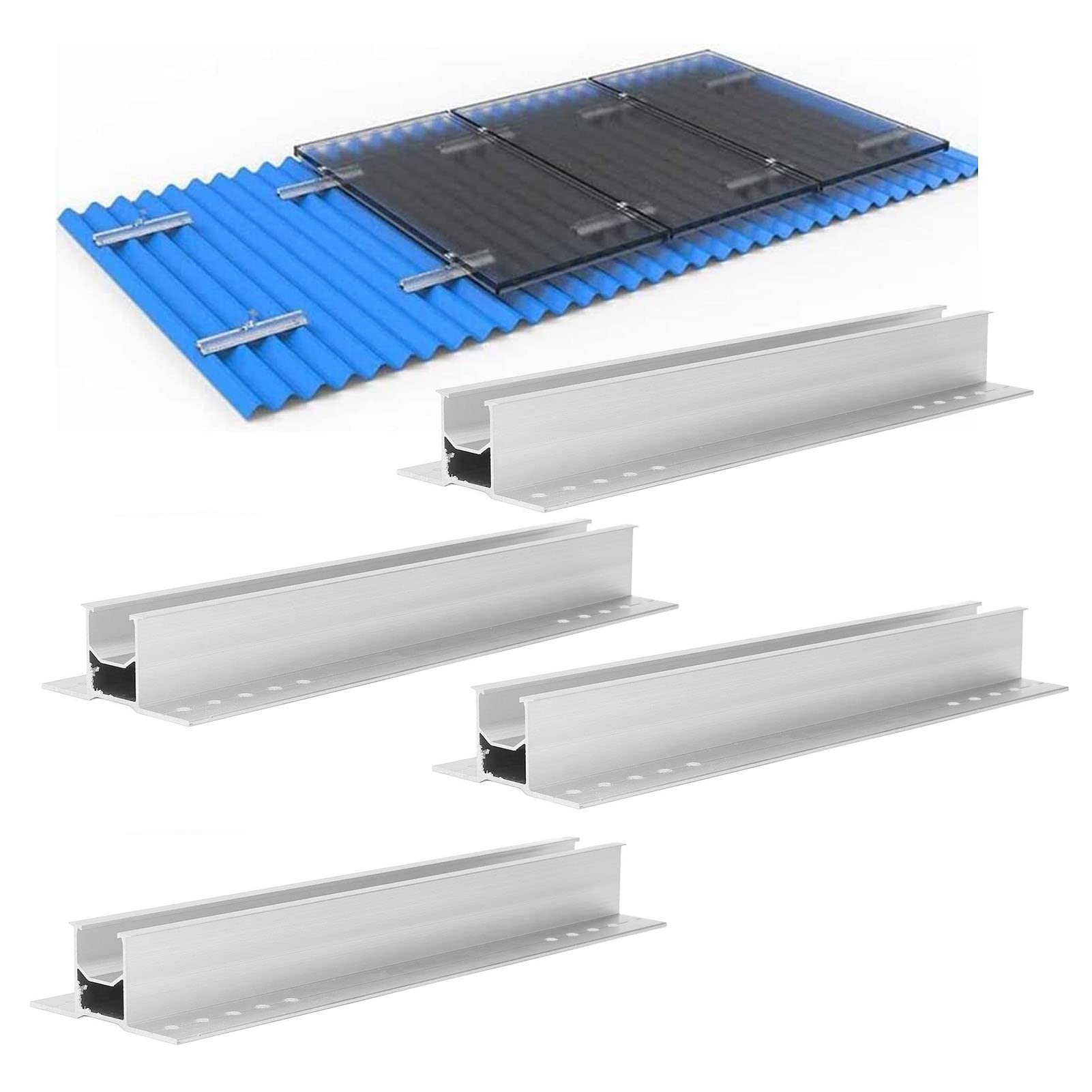 4 Set Kit di Montaggio del Pannello Solare, Supporto per Pannello Solare in Alluminio Leggero da 300 MM, Kit di Staffe di Montaggio del Pannello Solare con Dadi e Bulloni per Barca