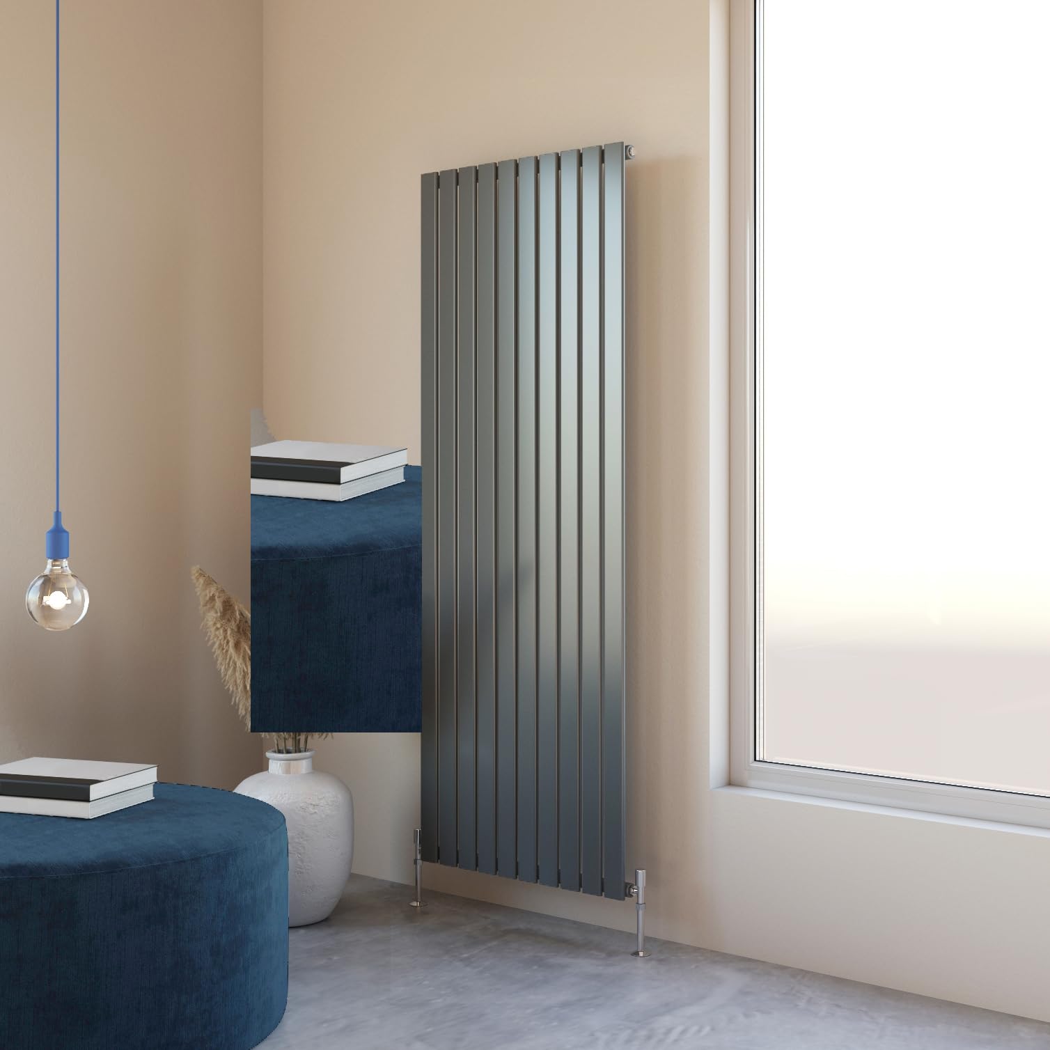 Flat Panel Radiator 1800x680mm Vertical Design Single Tall Upright Anthracite Central Heating Rad UK