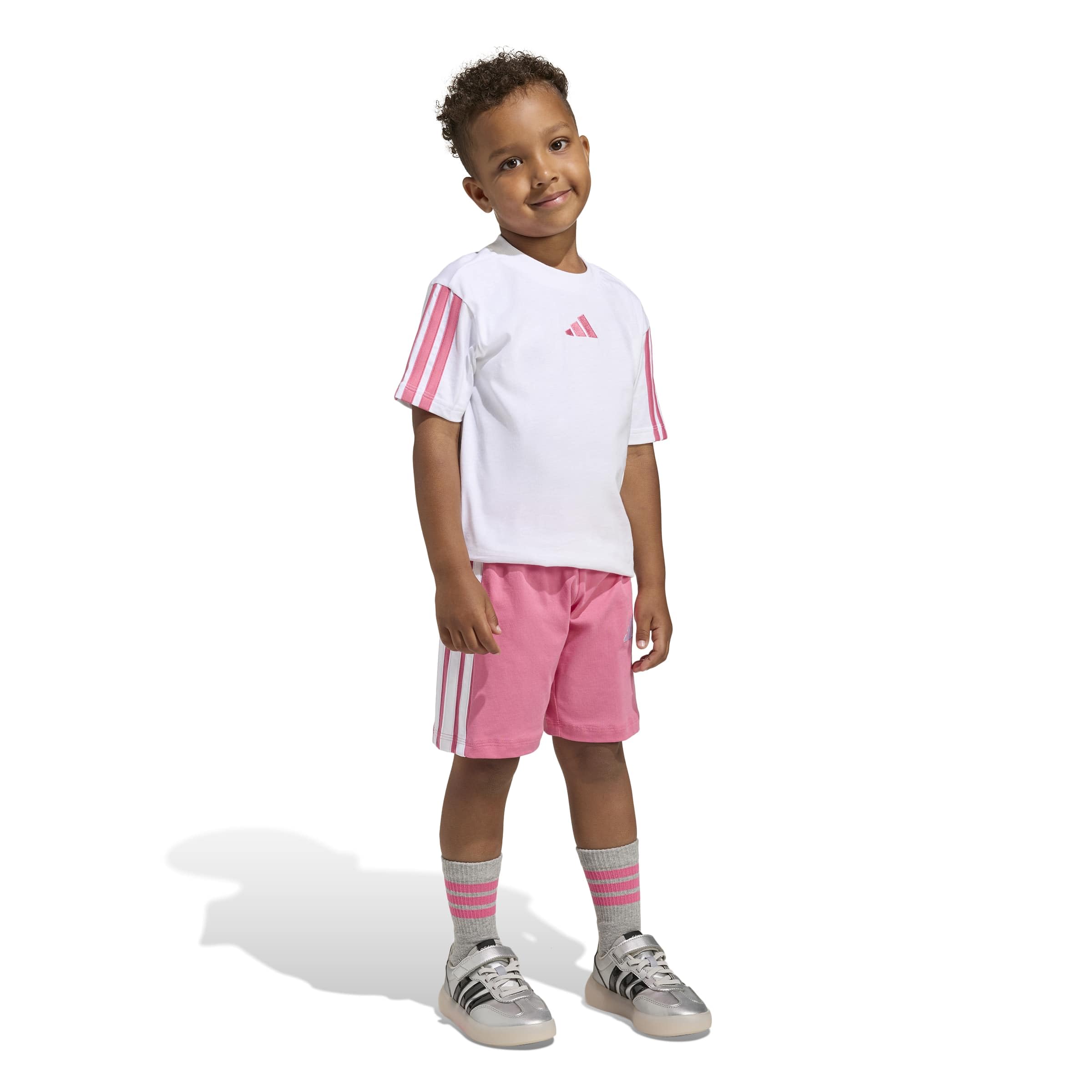 adidas Unisex Kinder Essentials Small Logo Stripes T-shirt Set JOGGER