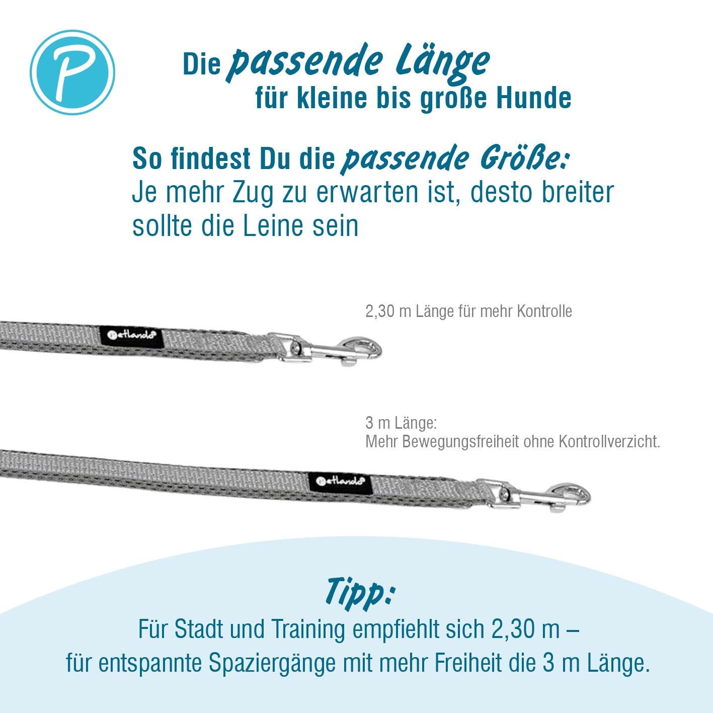 Petlando Hundeleine Magnetech – 3-Fach verstellbare Führleine, Karabiner-Verschluss, besonders leicht, zum Umhängen geeignet – Navy/Fuchsia Größe M 3m x 2,5cm