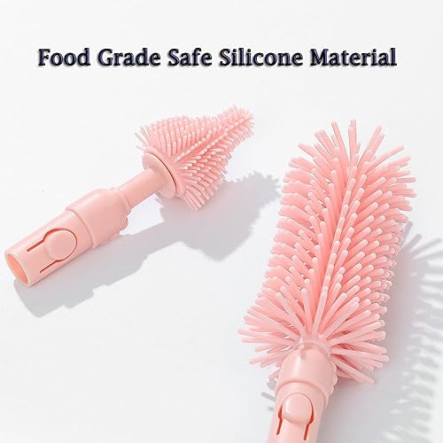 Miniatura 4 de Kit de cepillo para biberones 6 en 1, limpiador portátil de silicona para botellas con cepillo para pajilla, cepillo para pezones, estante de