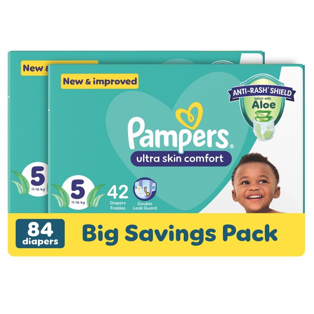 Pampers Active Baby 42 Baby Nappies, Size 5 (Pack of 2)