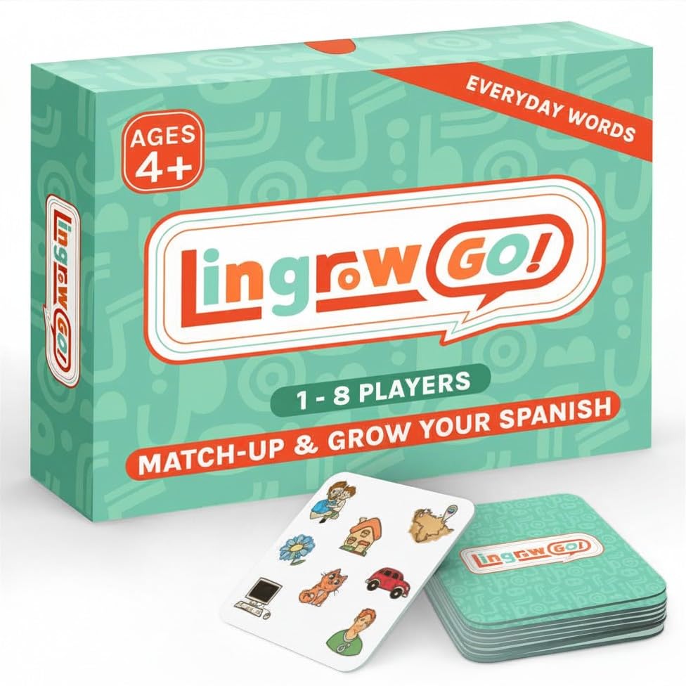 Lingrow Go! Spanish Games for Kids Fast-Paced Learning Card Game for Families & Classroom | 9 Fun Ways to Play | Learn 57 Everyday Spanish Words Through Play