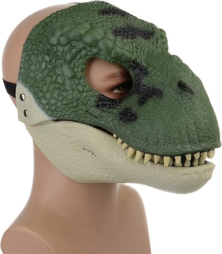 Miniatura 5 de INIFLM Máscara de dinosaurio con mandíbula móvil, atractiva máscara de látex de dinosaurio, máscara de fiesta de dinosaurios de Halloween