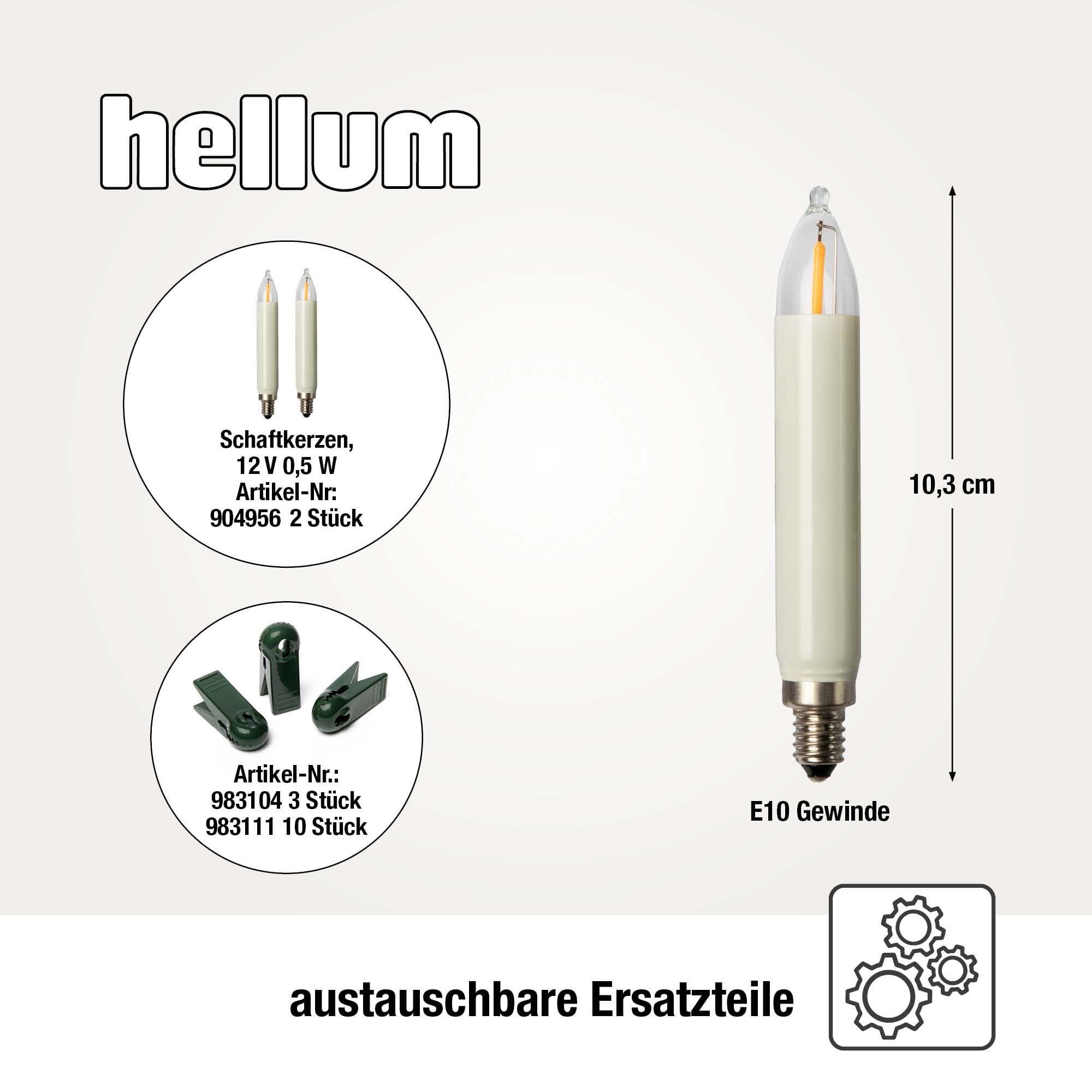 hellum Lichterkette Weihnachtsbaum LED-Filament, Made in Germany, Lichterkette mit Clip, 20 Lichter, beleuchtete Länge 13,30 m, Kabel grün, warmweiß, für Innen, teilbarer Stecker <59lm 802061 | Made in Germany warmweiß, Lichterkette Weihnachten mit Clip,