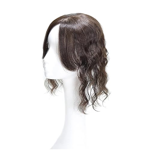 Miniatura 3 de Pelo humano rizado para mujer, con flequillo lateral, flequillo lateral, añade volumen de pelo, 5.0 x 5.0in, base de seda, corona para el pelo,