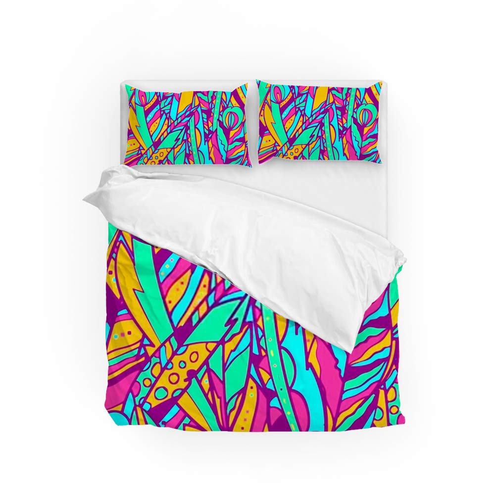 Linge de lit avec housse de couette Queen Size et taies d'oreiller en tissu imprimé