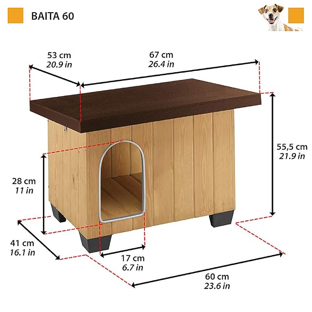 Foto 2 de 6 de Ferplast BAITA Caseta Perro Exterior Madera FSC Premium Techo Abatible M