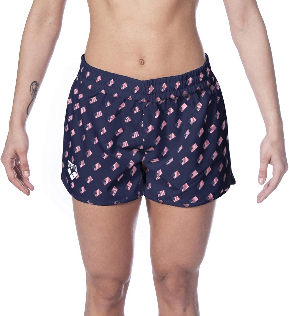 ARENA Women's Standard Official USA Swimming National Team Flag Shorts