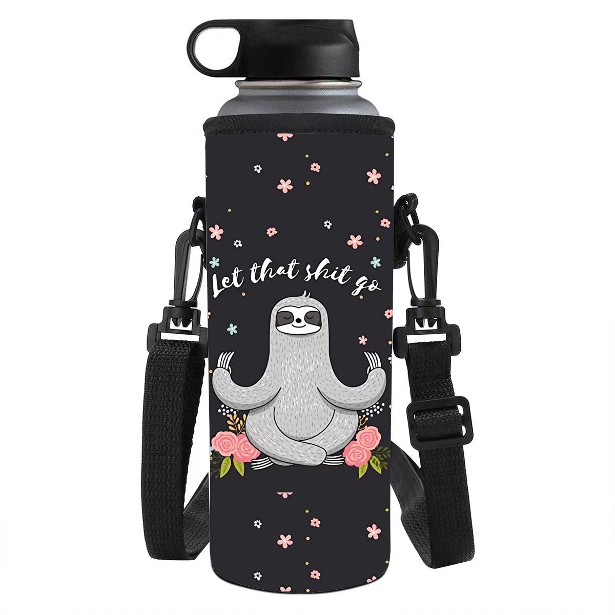 chaqlin Neoprene Water Bottle Holder Yoga Sloth Pattern Insulated Water Bottle Cover for Stainless Steel/Glass/Plastic Bottles,Women Men Gifts — image 1