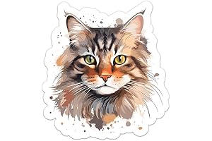 Cat-Themed Delight: Vibrant Watercolor Siberian Cat Embellishment
