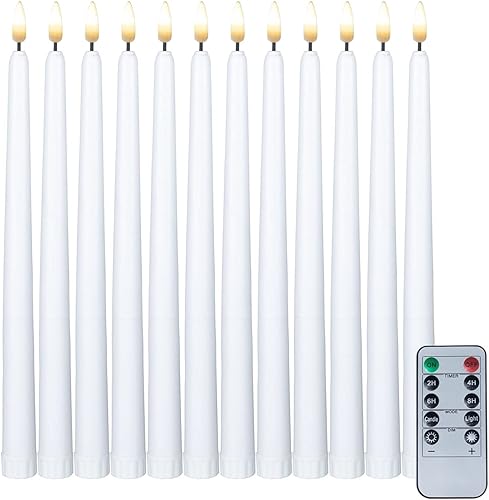 Velas cónicas sin llama de 11 pulgadas velas cónicas LED alimentadas por pilas velas intermitentes con control remoto 12 luces falsas utilizadas