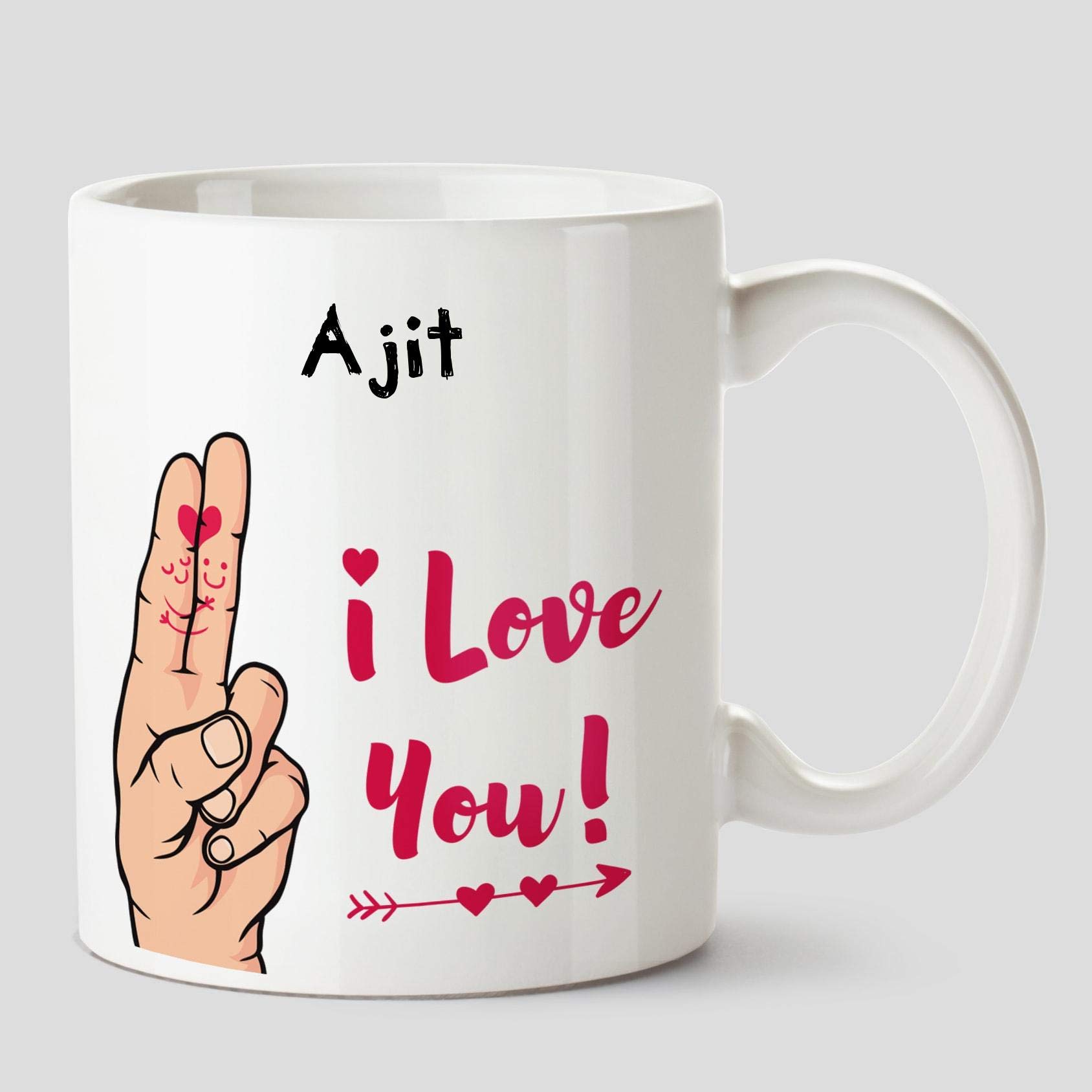 Buy Huppme I Love You Ajit Name Ceramic White Coffee Mug - 330 ml Online at  Low Prices in India - Amazon.in
