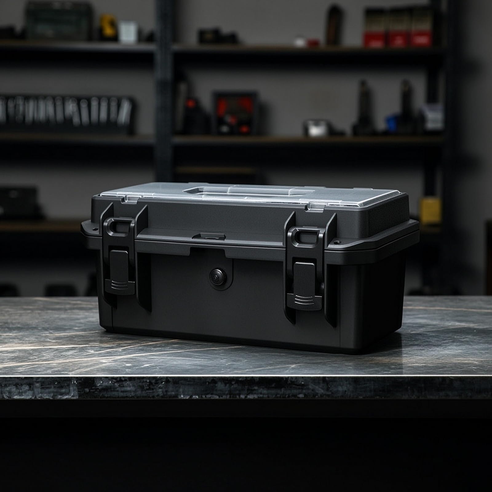 Organizador de Herramientas Caja de Almacenamiento Estuche Apilable Maletín Multiusos con Tapa con y Compartimento Asa de Mano Transporte Fácil PP, Negro, 17 Pulgadas, 2 Capas