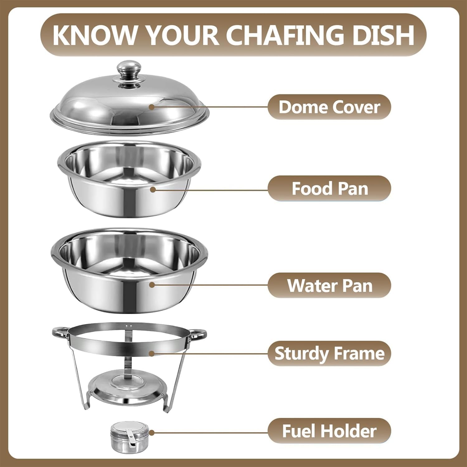 4 Pezzi Set Buffet Scaldavivande, Lid 4.5/6 Litre Cibo Scaldabagno Catering, Buffet Scaldabagno Scaldabagno Scaldabagno Scaldabagno, per Buffet Commerciale Cucina Domestica