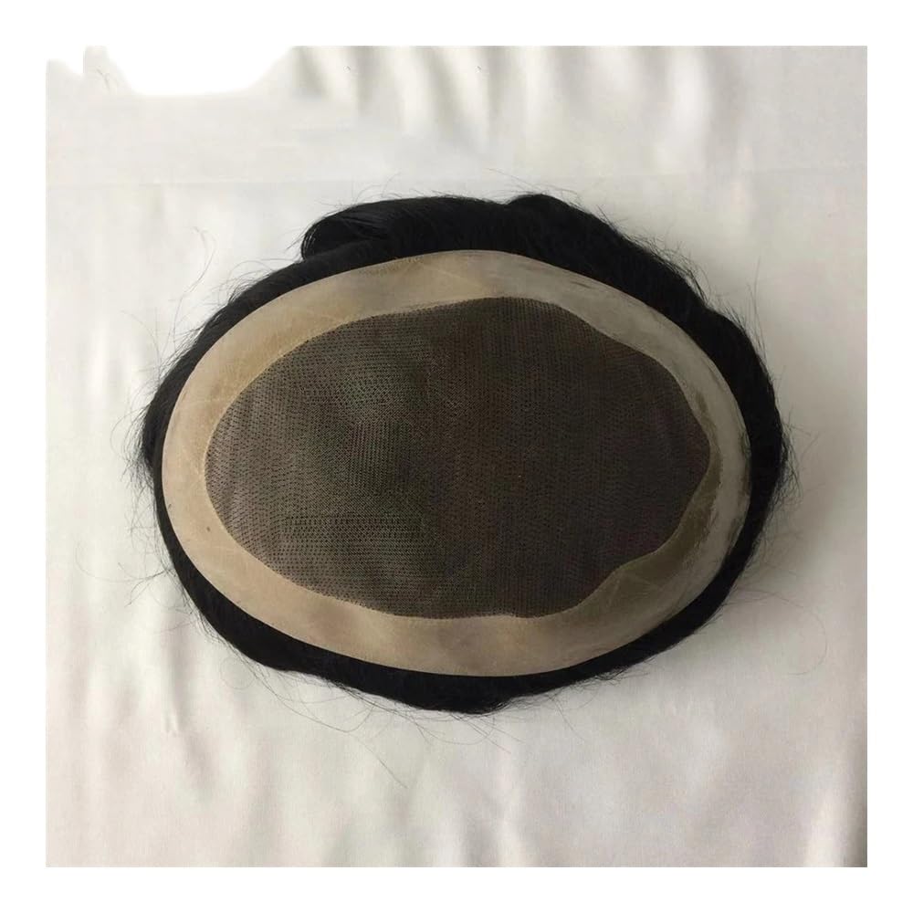 Parrucche da Uomo, Parrucche Realistiche da Uomo, Toupet di Veri Capelli Umani per Uomo, Protesi Capillari per Capelli, Sistema di Capelli per Parrucca da Uomo, Parrucca（off Black-7X10）