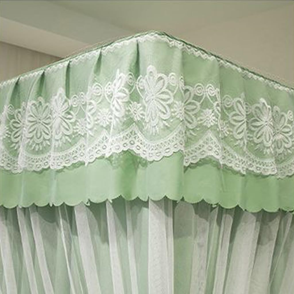 Canopy Bed Curtains - 4 Corner Post Bed Curtains Twin/Full/Queen/King Bed Drapes Bed Canopy for Adults & Girls Bed Bedroom Decoration (Solid Green, 47" W x 78" L (Pack of 1))